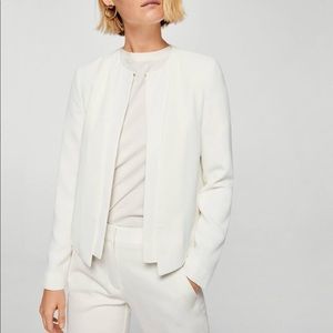 White Double Layer Minimalist Blazer cropped Zara Mango H&M 0 2 4 Small 34 36
